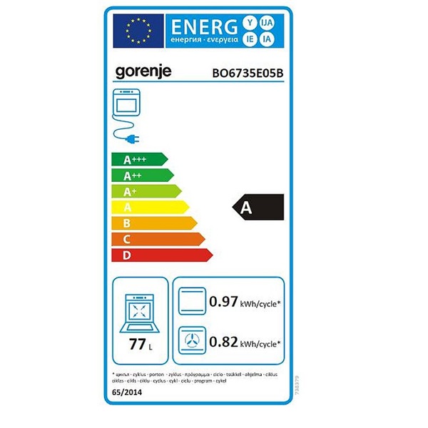 Gorenje BO6735E05B fekete, beépíthető, sütőtér: 77L, grill, légkeverés, hidrolitikus, sütő