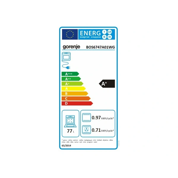 Gorenje BOS6747A01WG fehér, beépíthető, sütőtér:77L, grill, légkeveréses, sütő