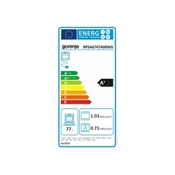 Gorenje BPSA6747A08WG fehér, beépíthető, sütőtér:77L, grill, légkeveréses, sütő