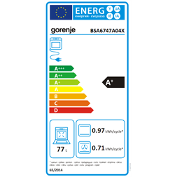 Gorenje BSA6747A04X inox, beépíthető, sütőtér: 77L, grill, légkeverés, hidrolitikus, sütő