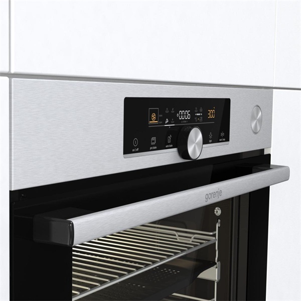 Gorenje BSA6747A04X inox, beépíthető, sütőtér: 77L, grill, légkeverés, hidrolitikus, sütő