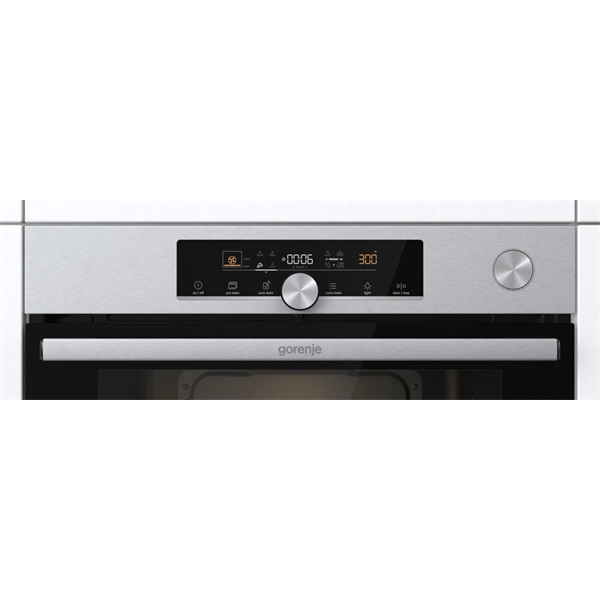 Gorenje BSA6747A04X inox, beépíthető, sütőtér: 77L, grill, légkeverés, hidrolitikus, sütő