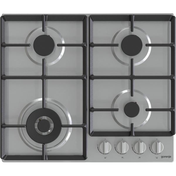 Gorenje GW641EX inox, beépíthető, gáz, főzőzóna: 3 +1 wok égőfej, beépíthető méret: 56cm, főzőlap