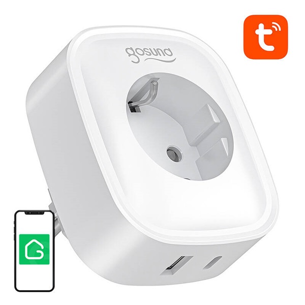 Gosund SP6 16A USB-C 20W Tuya intelligens WiFi/Bluetooth aljzat