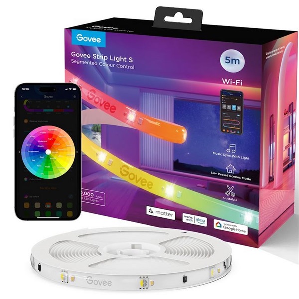 Govee GOVH612A RGBIC Wi-Fi + Bluetooth 5m LED szalag védőbevonattal