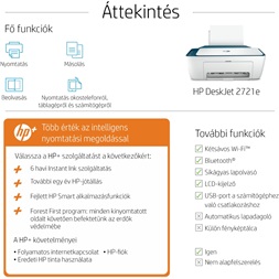 HP DeskJet 2721E tintasugaras multifunkciós Instant Ink ready nyomtató