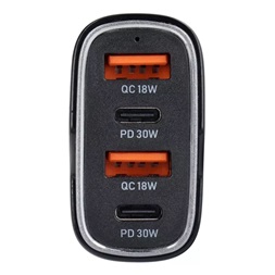 Haffner HF227301 66W 2xUSB C/2xUSB fekete szivargyújtós töltő adapter