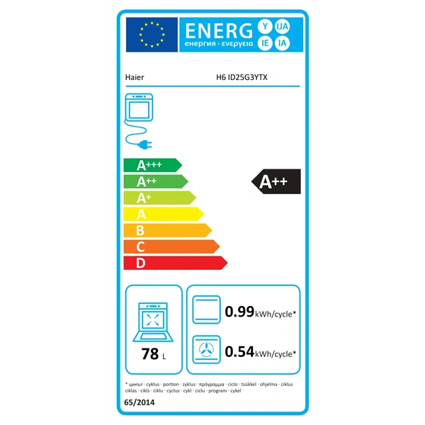 Haier H6 ID25G3YTX inox, beépíthető, sütőtér: 78L, sütő