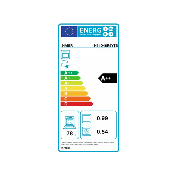 Haier H6 ID46R5YTB fekete, beépíthető, sütőtér: 78L, sütő
