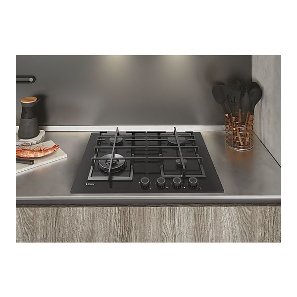 Haier HAVG5BF4S2B/1 fekete, beépíthető, gáz, főzőzóna: 4, beépíthető méret: 56cm, főzőlap