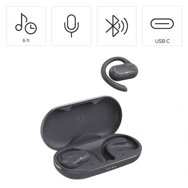 Hama 00184091 Spirit Open True Wireless Bluetooth szürke fülhallgató