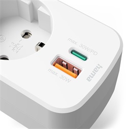 Hama 00223343 FIP 30W USB/USB-C hálózati dugalj beépített töltővel