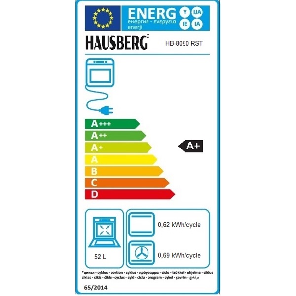Hausberg HB-8050RST bézs, rusztikus, beépíthető, sütőtér:57L, grill, légkeveréses sütő