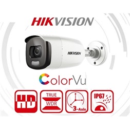 Hikvision DS-2CE12DFT-F kültéri, 2MP, 3.6mm, fehér led 40m, ColorVu 4in1 HD analóg csőkamera