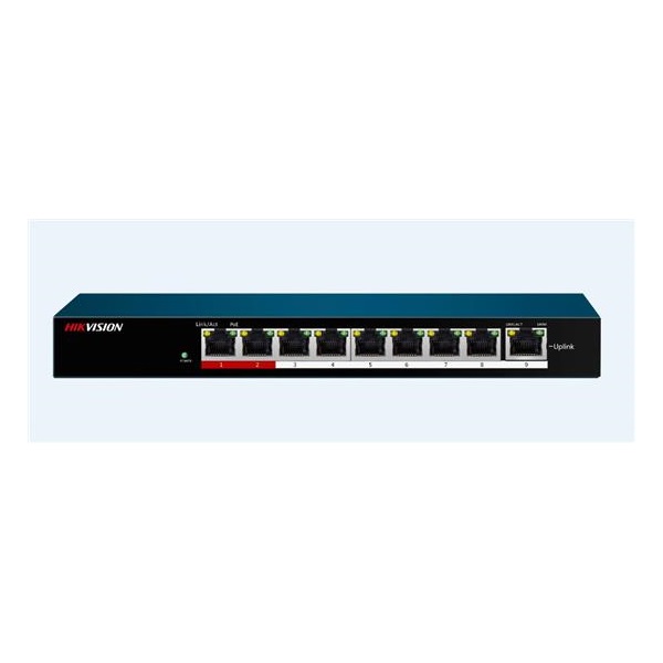 Hikvision DS-3E0109P-E/M 8x 10/100 LAN PoE port (PoE 58W)+1x 10/100 uplink Poe switch