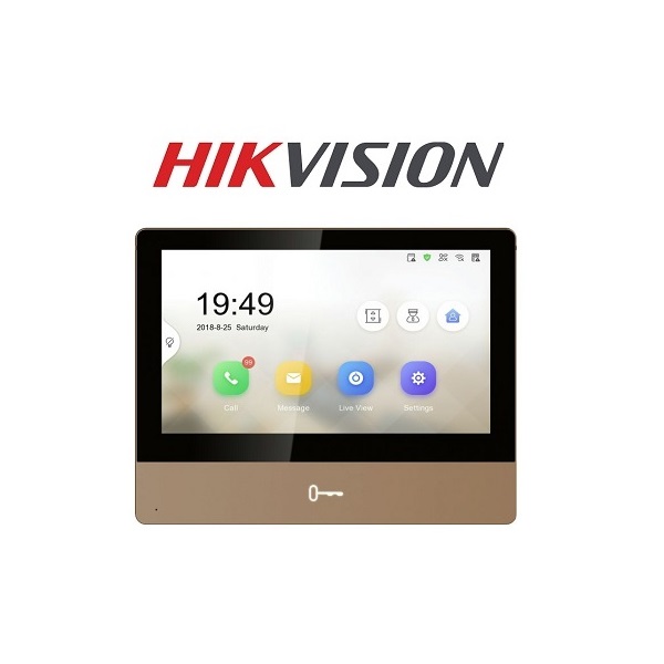 Hikvision DS-KH8350-WTE1-Gold 7" touch screen, wifi, IP video kaputelefon beltéri egység