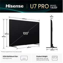 Hisense 100" 100U7QPRO 4K UHD Smart MiniLED ULED TV