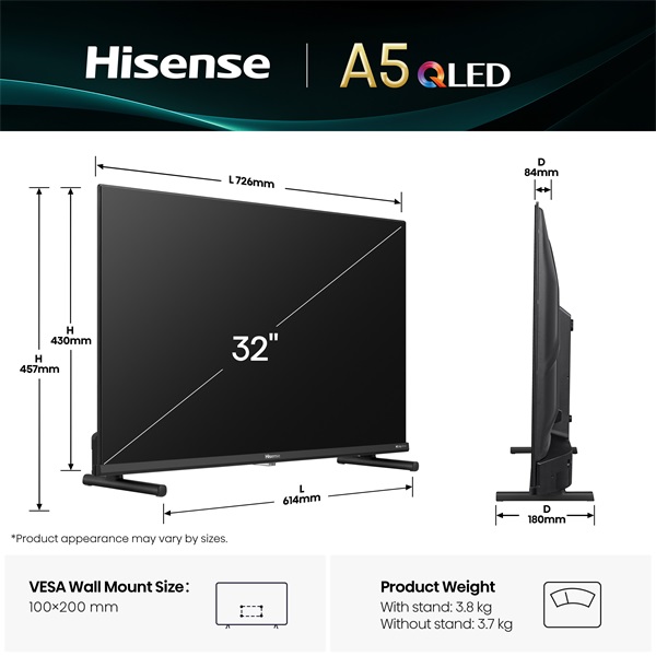 Hisense 32" 32A5Q Full HD Smart QLED TV (Újszerű)
