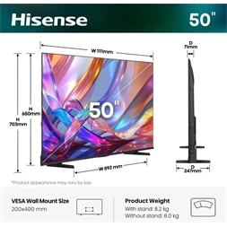 Hisense 50" 50E7S 4K UHD Smart QLED TV
