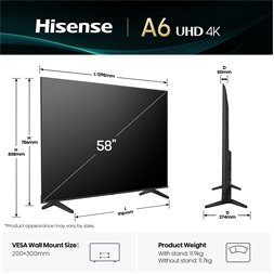 Hisense 58" 58A6Q 4K UHD Smart LED TV (Újracsomagolt)