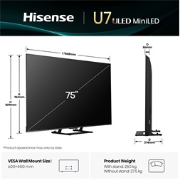 Hisense 75" 75U7Q 4K UHD Smart MiniLED ULED TV