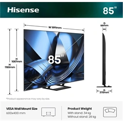 Hisense 85" 85U7SE 4k UHD Smart MiniLED TV