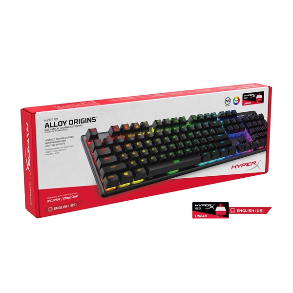 HyperX Alloy Origins (HyperX red) US világító mechanikus gamer billentyűzet