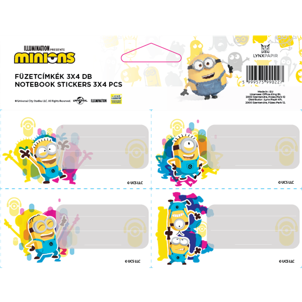 ICO Minions 4db/ív füzetcímke