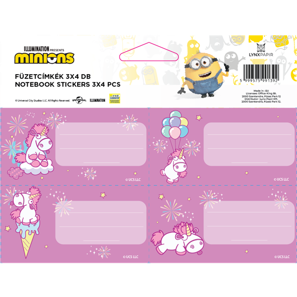 ICO Minions 4db/ív füzetcímke