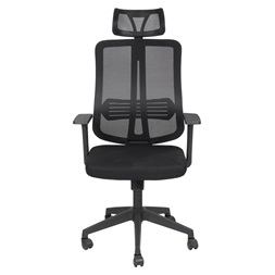 IRISOffice Felix fekete, ergonómikus, szövet-hálós irodai forgószék fejtámasszal