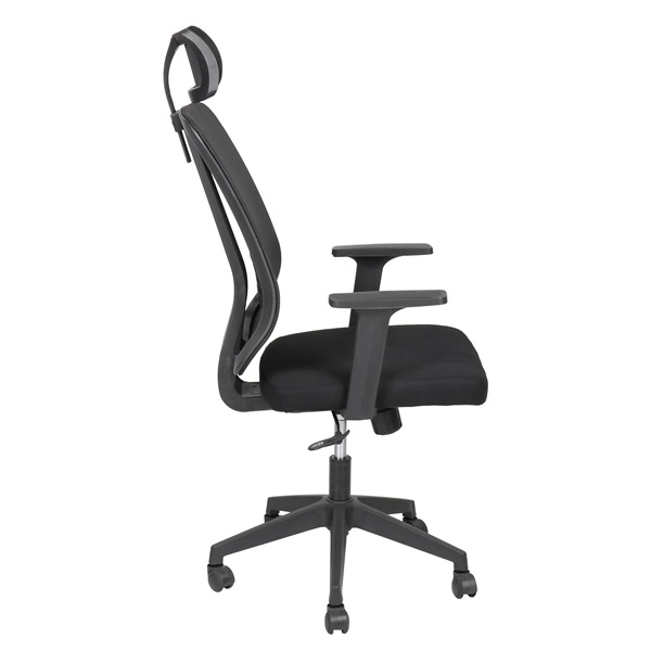 IRISOffice Felix fekete, ergonómikus, szövet-hálós irodai forgószék fejtámasszal