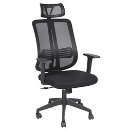 IRISOffice Felix fekete, ergonómikus, szövet-hálós irodai forgószék fejtámasszal