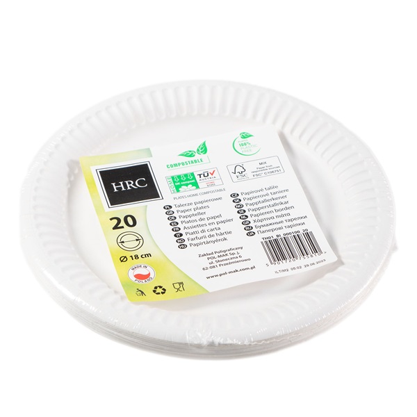 IRIS Fehér papír tányérok 18 cm átmérőjű, 20db/csomag (Újszerű)