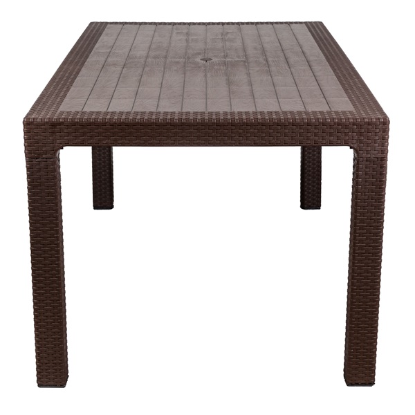 IRIS GF-210BR ECO barna műanyag kerti asztal rattan 90x150cm
