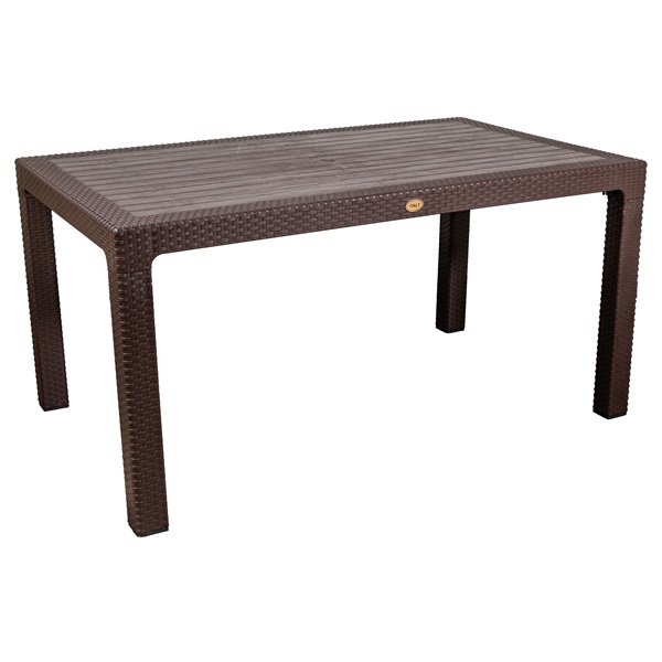 IRIS GF-210BR ECO barna műanyag kerti asztal rattan 90x150cm (Újszerű)