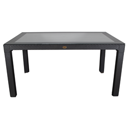 IRIS GF-220A ECO antracit műanyag kerti asztal rattan üveglappal 90x150cm