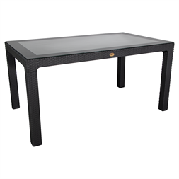 IRIS GF-220A ECO antracit műanyag kerti asztal rattan üveglappal 90x150cm