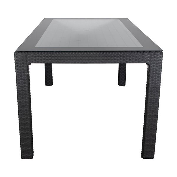 IRIS GF-220A ECO antracit műanyag kerti asztal rattan üveglappal 90x150cm