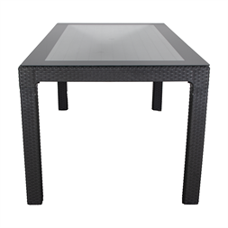 IRIS GF-220A ECO antracit műanyag kerti asztal rattan üveglappal 90x150cm