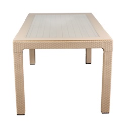 IRIS GF-810C ORIGINAL CAPPUCCINO műanyag kerti asztal rattan üveglappal 90x150cm