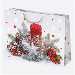 IRIS Karácsonyi ajándéktasak, 380x290x100 mm, különböző színekben és mintával