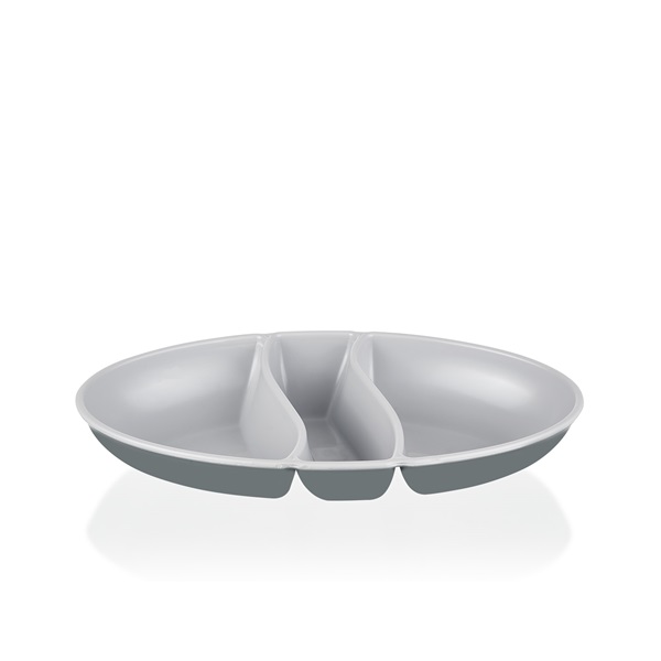 IRIS L-00517 dupla színű snack tál,  zöld, szürke, beige