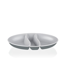 IRIS L-00517 dupla színű snack tál,  zöld, szürke, beige