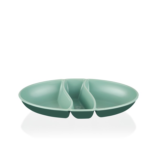 IRIS L-00517 dupla színű snack tál,  zöld, szürke, beige