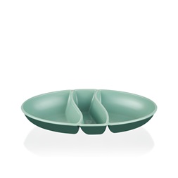 IRIS L-00517 dupla színű snack tál,  zöld, szürke, beige