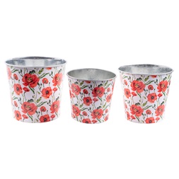 IRIS bádog kaspó 3db piros pipacs 11 5-15cm