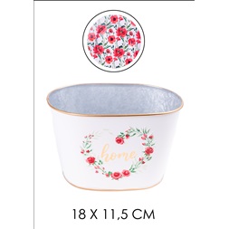 IRIS bádog kaspó "v" piros pipacs 21x13cm