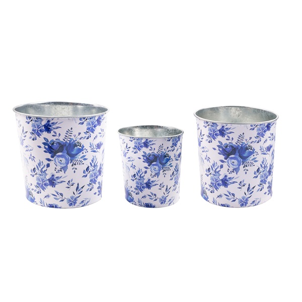 IRIS bádog kaspó x3db kék virág 11 5-15cm