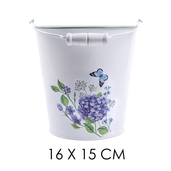 IRIS bádog vödör hortenzia 16x15cm