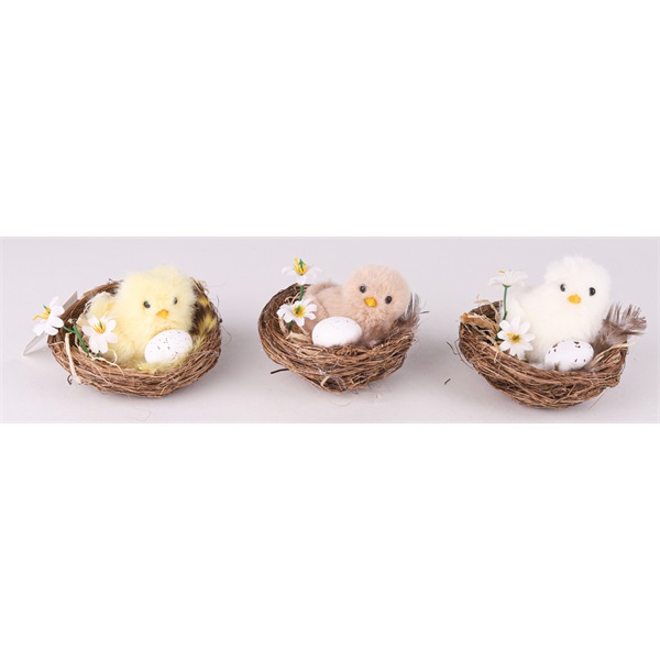 IRIS dekor csibe fészekben+virág 6 szín